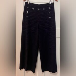 1901 Pants Womens High Rise Wide Leg Sailor Cropped Stretch Navy Red Polka Dot 6